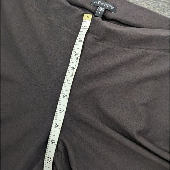 Eileen Fisher | Washable stretch crepe mid-waist pant in dark brown - Picture 9 of 10